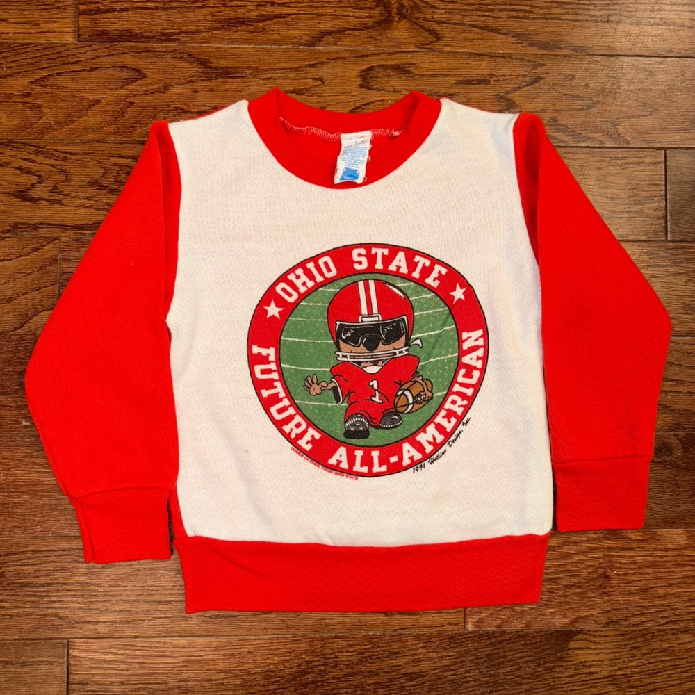 Vintage 1991 Ohio State Buckeyes 3T Toddler Crewneck Sweatshirt Red